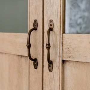 Traditional offset pull handle antique brass