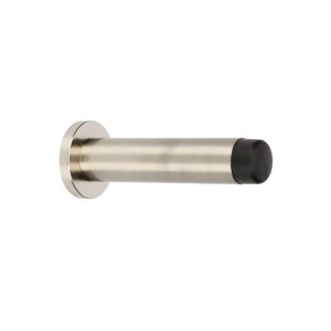 Door Stop, Skirting Concealed Fix - 85mm length, Brushed Nickel