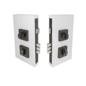 Square Double Turn Lock Kit - Includes Lock, Single Cylinder & Escutcheons, GN