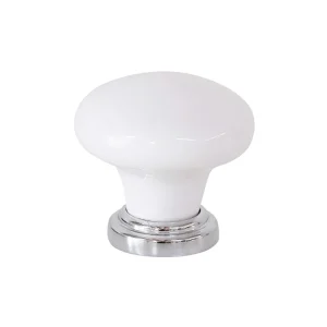 Cupboard Knob Porcelain with Chrome Plate