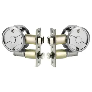 Lockwood Symmetry Round Cavity Sliding Door Passage Latch Set - Chrome Plated