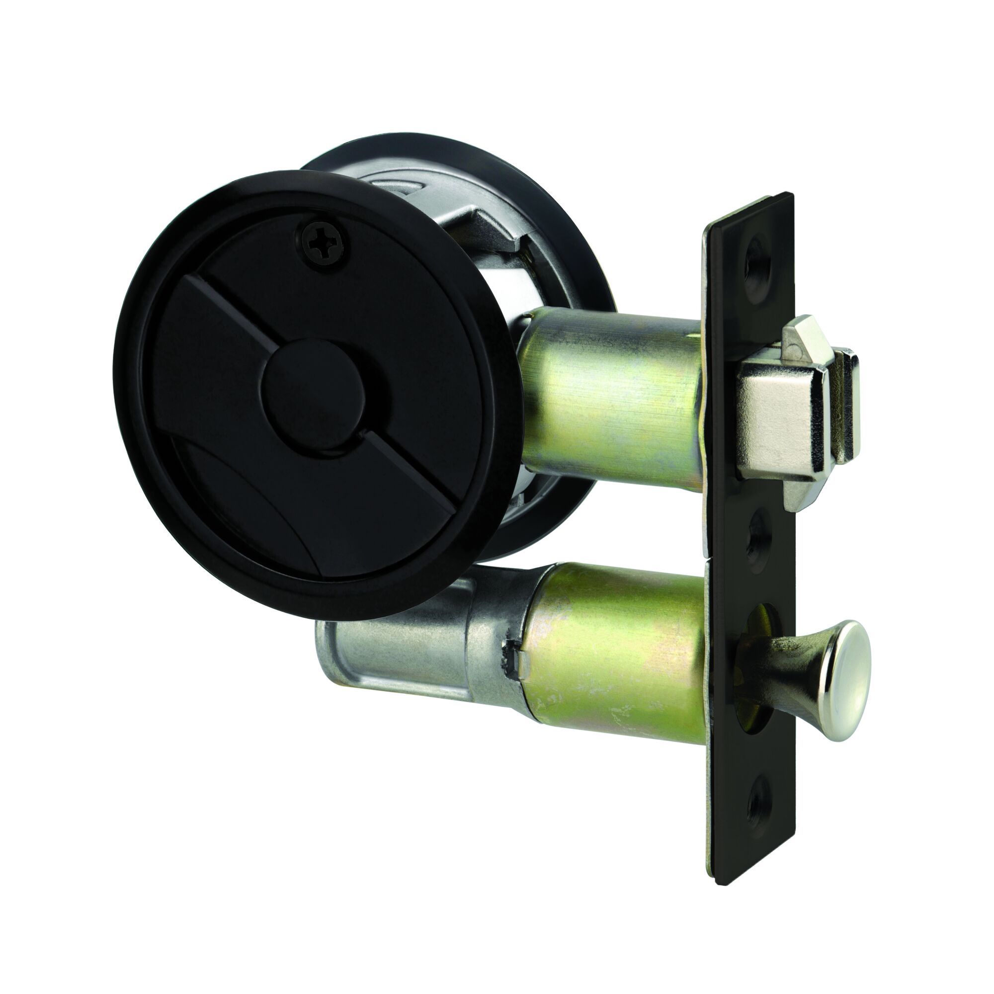 Lockwood Symmetry Round Cavity Sliding Door Privacy Set - Matt Black