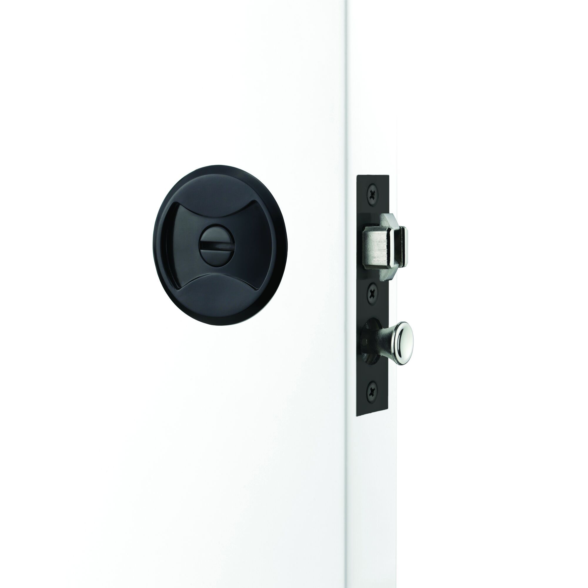 Lockwood Symmetry Round Cavity Sliding Door Privacy Set - Matt Black - Image 2